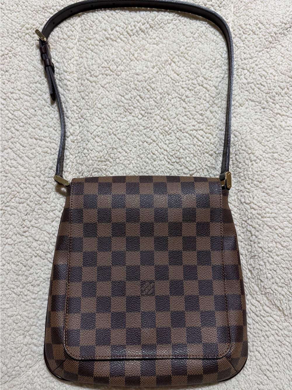 Louis Vuitton Brown Check Canvas Crossbody Bag with Dark Brown Strap